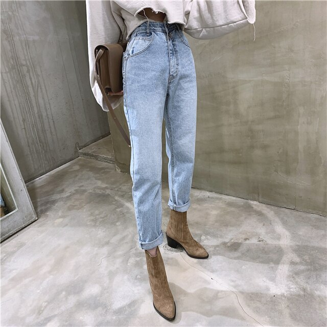 Jeans vrouw casual harem jeans streetwear denim broeken slouchy jeans femme
