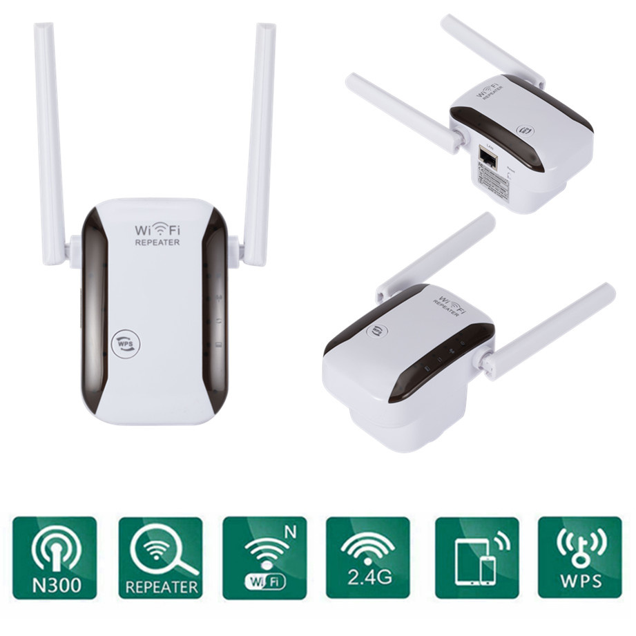 GRWIBEOU Drahtlose WiFi Verstärker Router 2,4G 300Mbps Netzwerk Signal Verstärker WR229 IIEEE 802,11 b/g/n 2 antenne WiFi Booster Hause