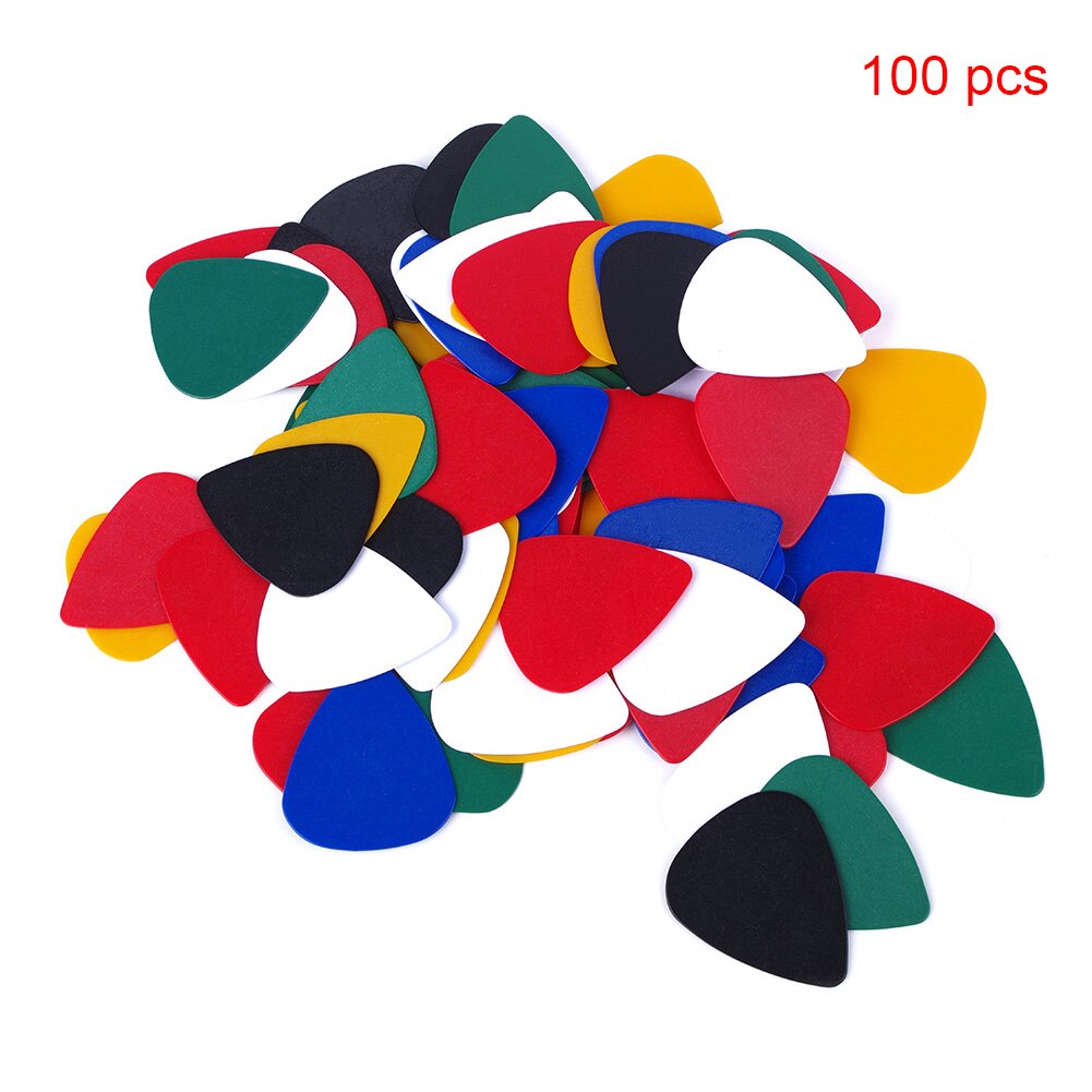 100pcs Musical Instrument Bass Ukulele Crisp Tone Non Slip 0.42mm Thickness Plectrum Guitar Pick Plastic Mix Color Heart Shape