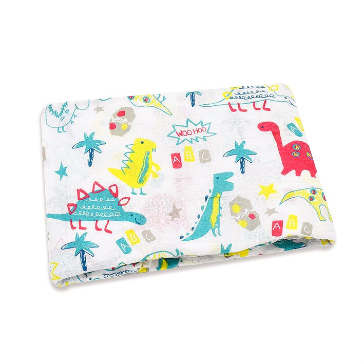 Muslin 100% Cotton Baby Swaddles Soft Newborn Blankets Bath Gauze Infant Wrap Sleepsack Stroller Cover Play Mat: ColorDinosaur