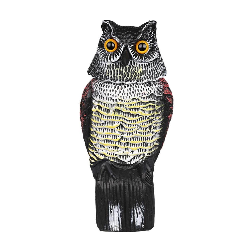 Realistic Bird Scarer Rotating Head Sound Owl Prowler Decoy Protection Repellent Pest Control Scarecrow Garden Yard Move: Turn head