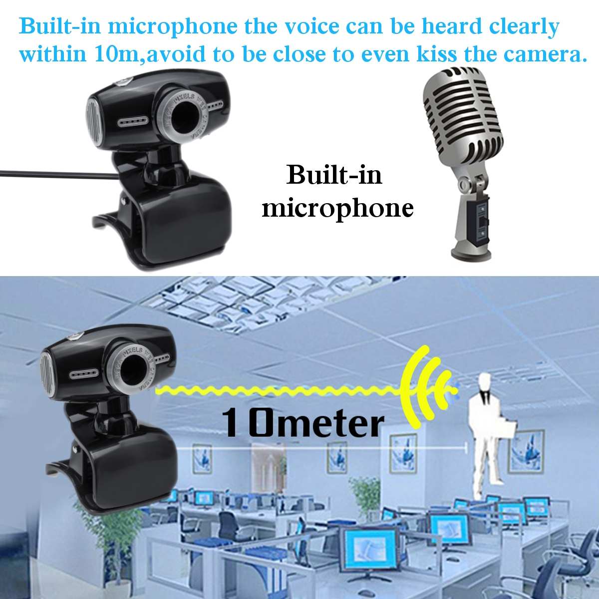 USB with MIC 1.3 Megapixel HD Web Camera Cam 360 degree for LCD Screen Laptop for / MSN / ICQ Night Vision Desktop Camera