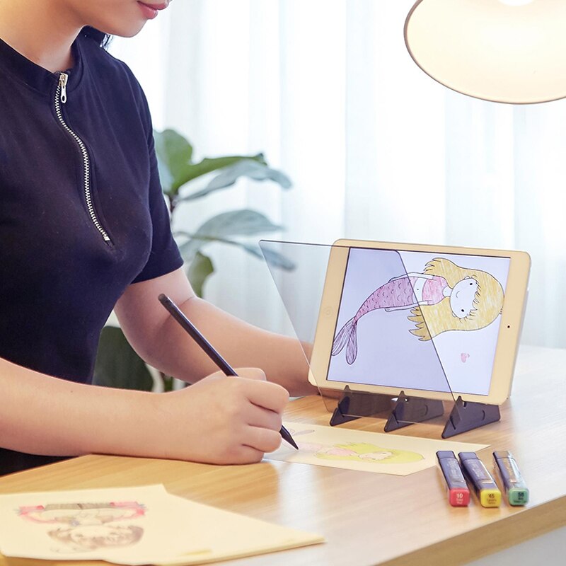 Kids LED Projection Drawing Copy Board Projector Painting Tracing Board Sketch Specular Reflection Dimming Bracket Holder