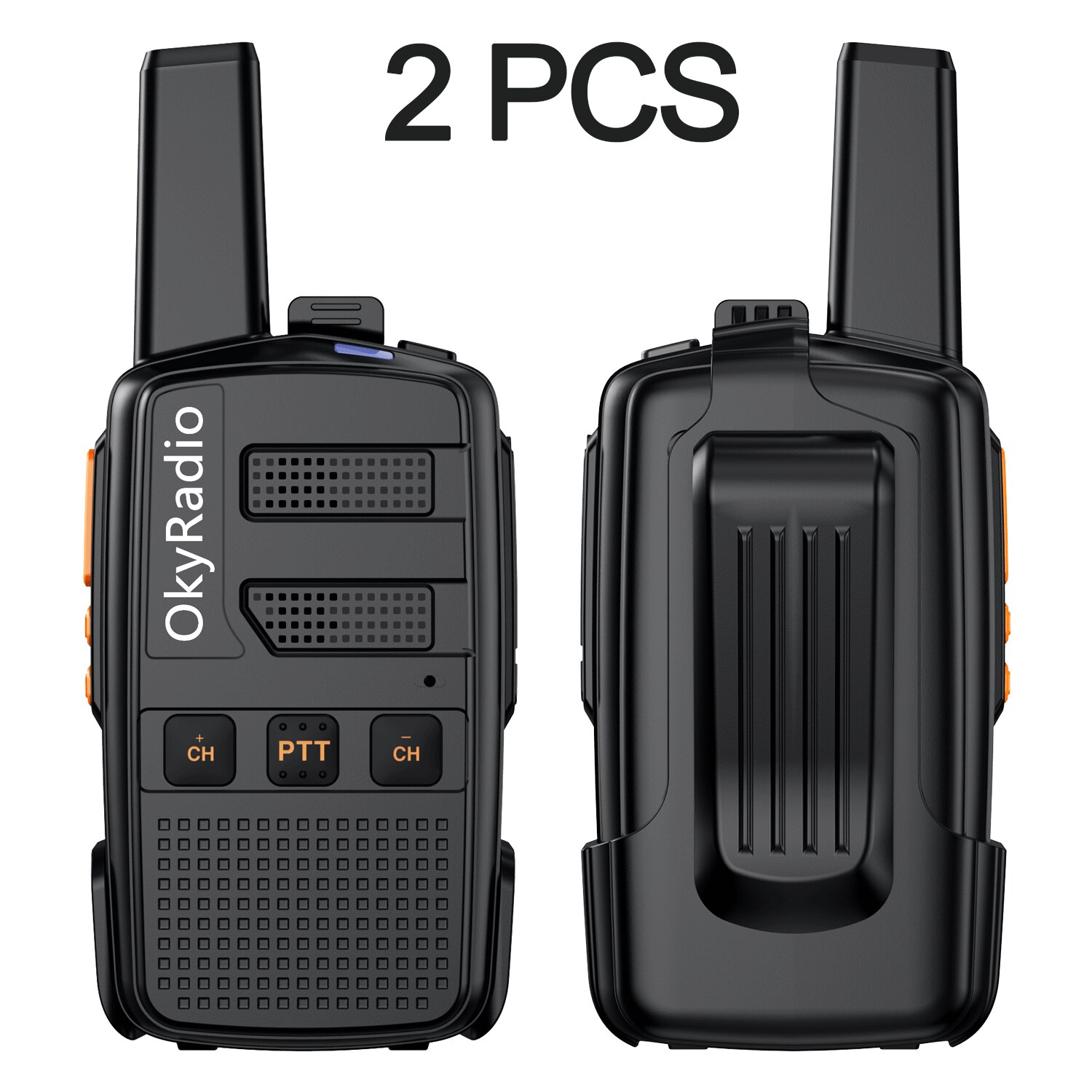 Mini Walkie Talkie 4800Mah Dualband Twee Manier Radio 400-470Mhz 16 Kanalen Draagbare Transceiver Met oortelefoon: Yellow-2PCS