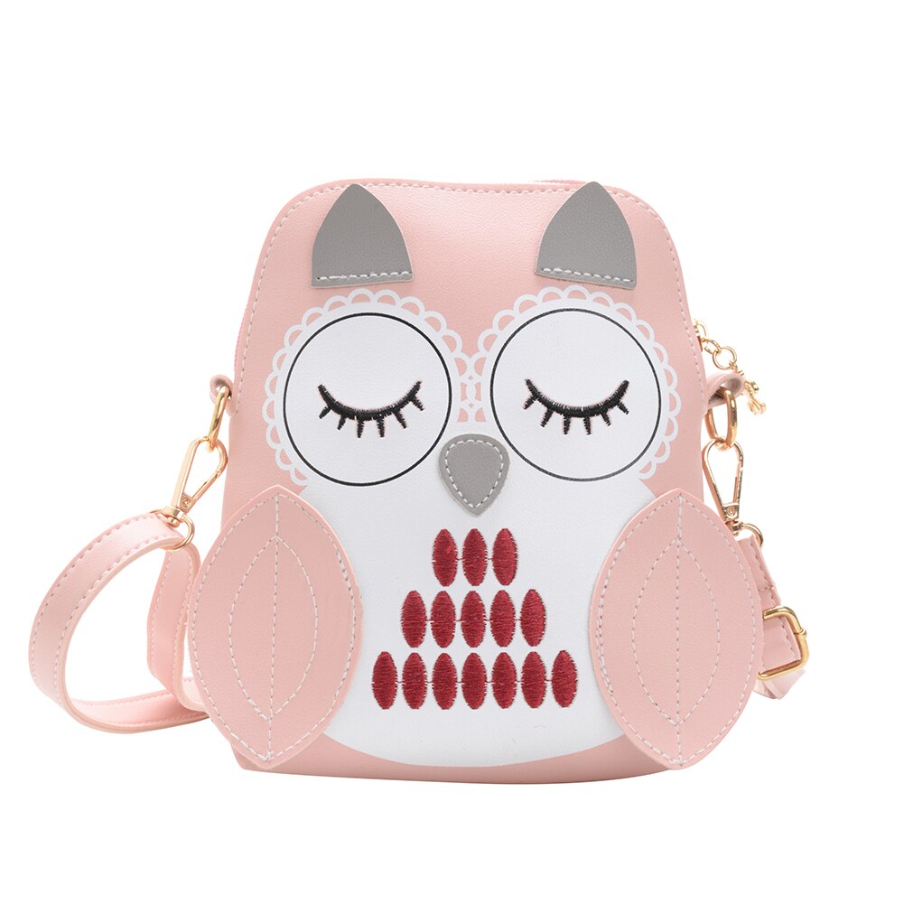 Comfortabele uil dieren messenger bag kinderen meisjes cartoon splicing multifunctionele schouder crossbody tas kinderen schattige handtassen: Roze