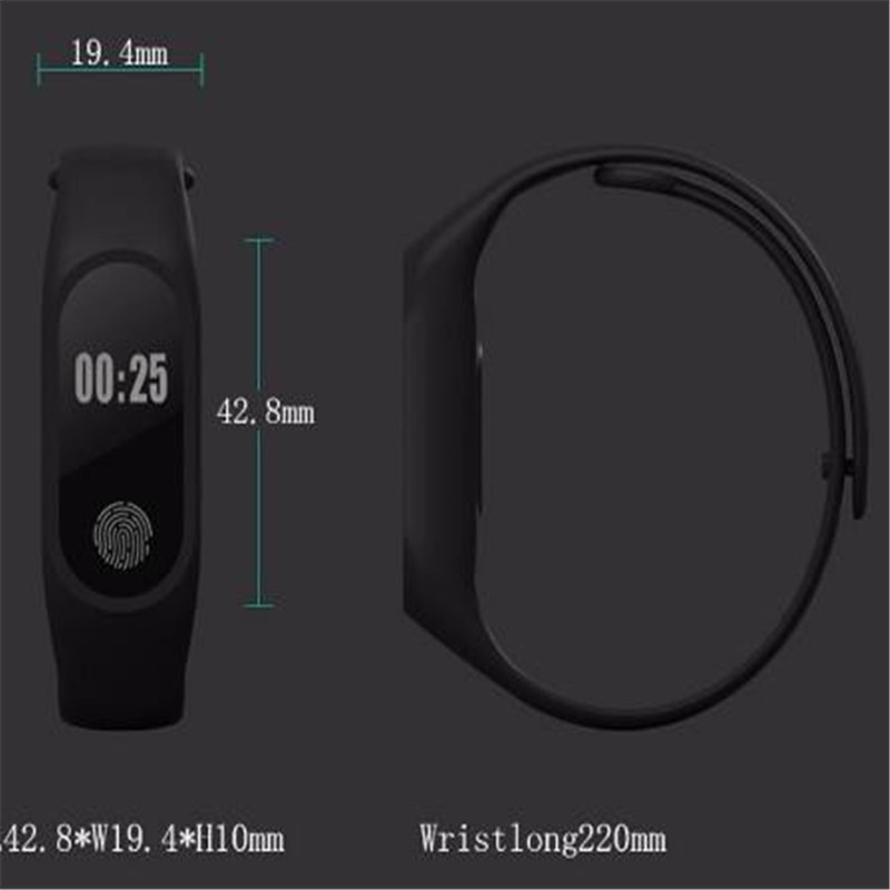 Bluetooth M2 Smartband Activiteit Fitness 4.0 Fit Bit Tracker Sport Armband Smart Band Polsband Stappenteller Pk S908 M3 M4 F1