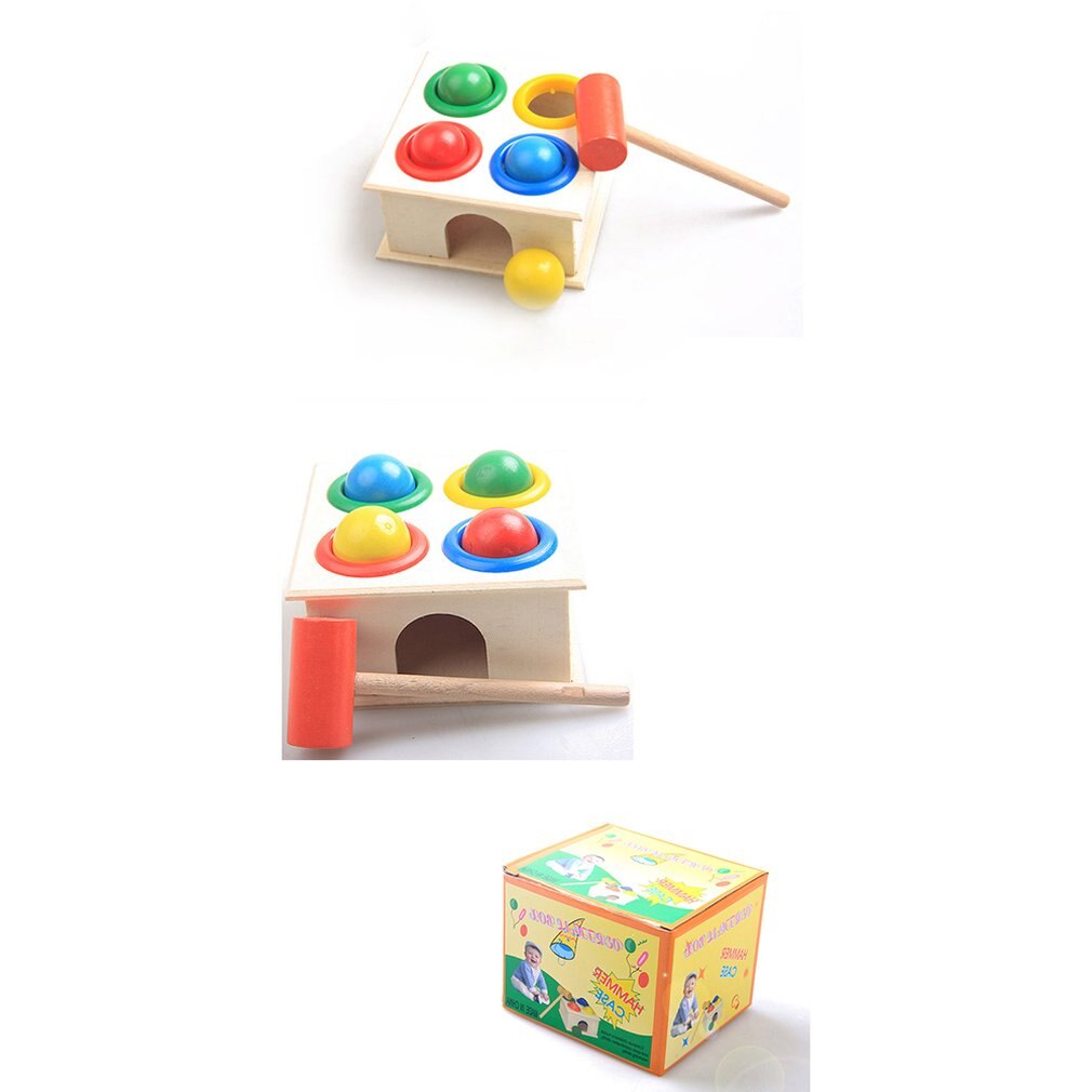 Baby Beat Speelgoed Kleurrijke Houten Hameren Bal + Houten Hamer Box Kinderen Kids Niet Giftig Vroege Educatief Speelgoed