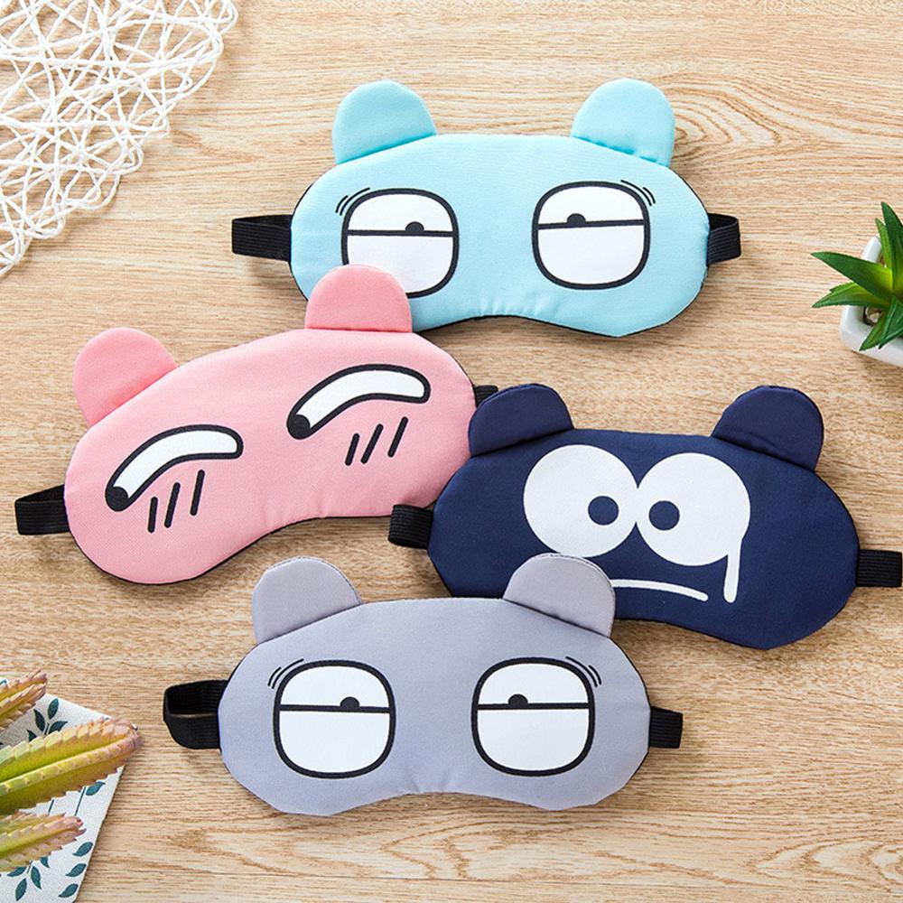 1pc Cute Cartoon Expression Eye Mask Soft Funny Sleeping Mask Cover Travel Relax Eye Band Eyepatch Aid Kids Protective Blindfold