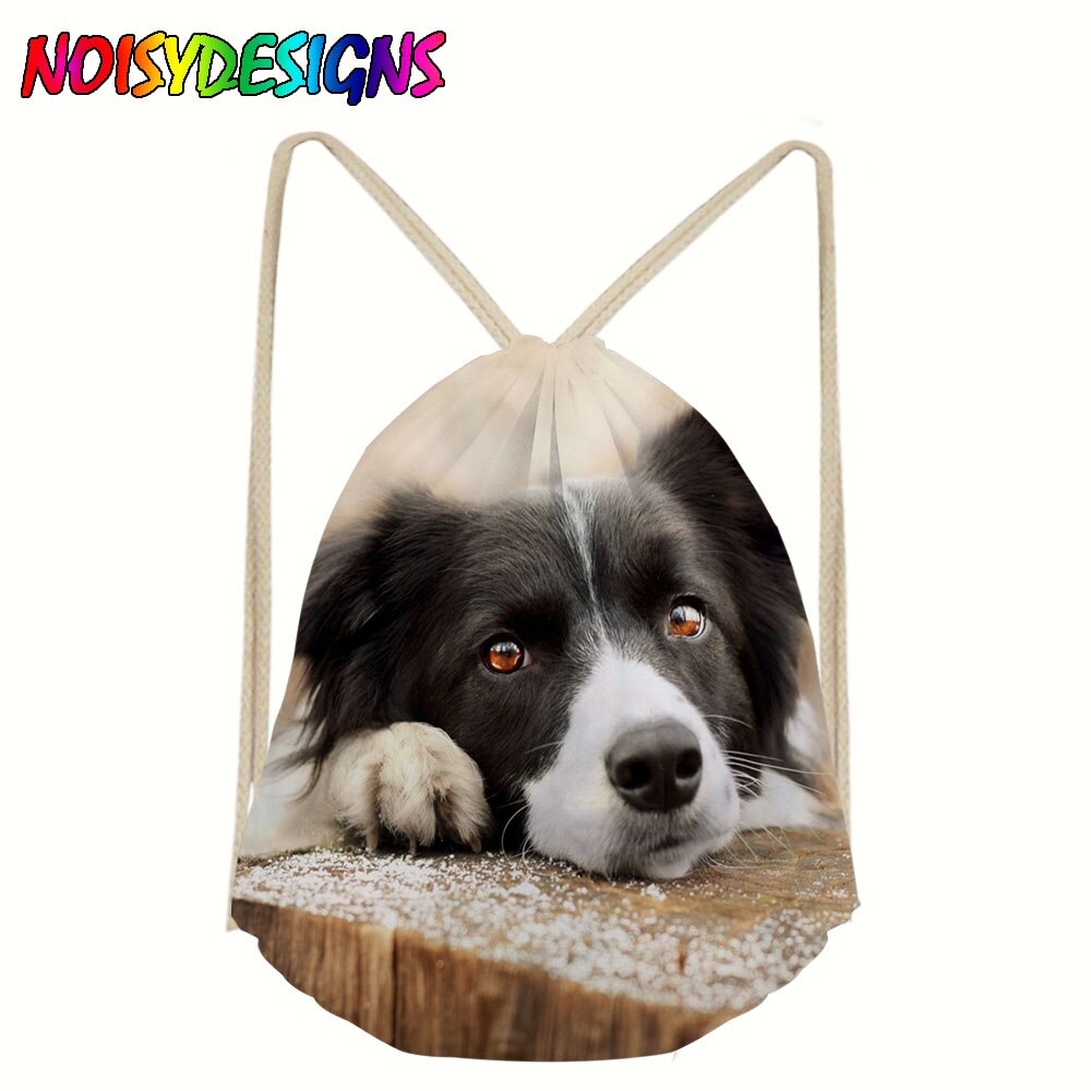 Lin oppbevaring pakke bag border collie hund mønster snøre bag liten mynt veske reise kvinner liten tøy veske veske: Lmyd 3928 z 3
