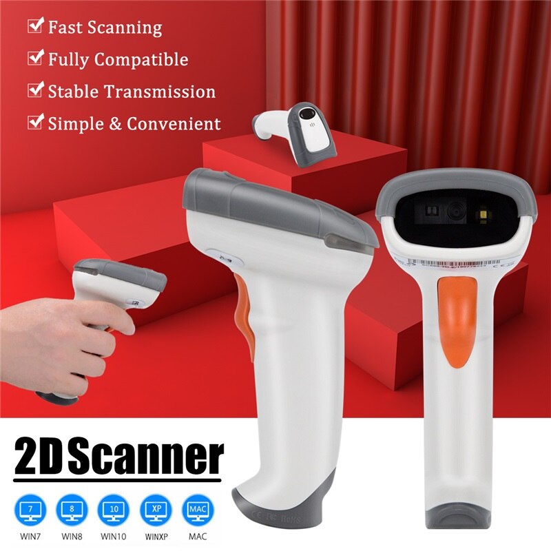 Draadloze Barcode Scanner Wired bar code Scanner USB Handheld 1D/2D QR Bar Code Reader voor Inventaris winkel