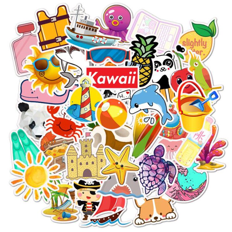 50Pcs Cute Stickers Vinyl Laptop Stickers For Teens Girls Water Bottle Decals Guitar Skateboards Waterproof Computer Stickers