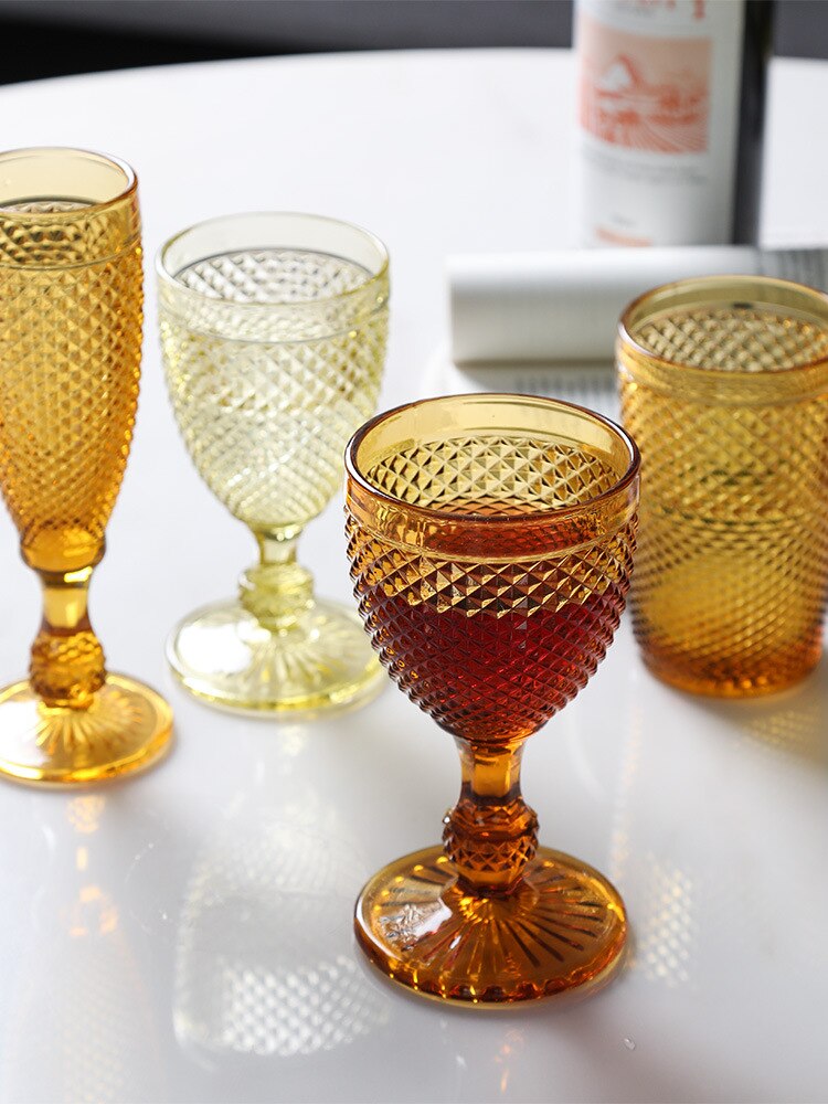 Copa de vino tinto en relieve de estilo europeo, copa de Color, decoración de boda, copa de vino, vaso de agua para el hogar