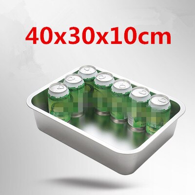 304 stainless steel buffet plate vegetable plate fruit plate barbecue plate Food plate Flat Bottom rectangle Basin Have Lid: 40x30x10cm tray