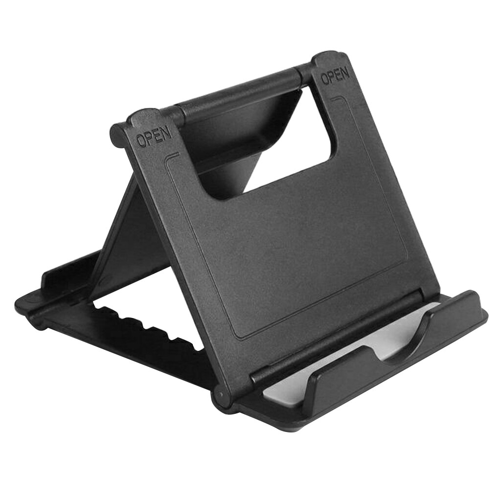 Soporte ajustable para Tablet de ángulo múltiple, soporte plegable para teléfono móvil, soporte Universal de escritorio de plástico para teléfono: black