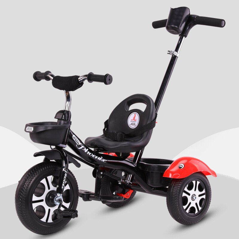 Kinderen Driewieler Multifunctionele Kid Fiets Kinderwagen Pedaal Trike Kindje Loopfiets Voor 1-6 Jaar oude: Black