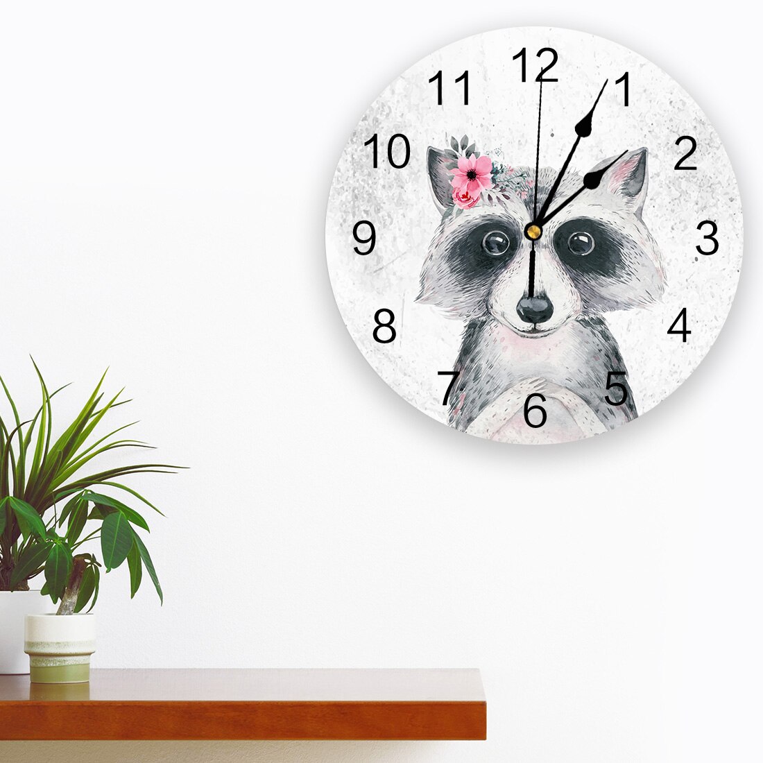 Ratons laveurs beaux ratons laveurs animaux PVC horloge murale salon chambre mur horloge numérique maison Decore horloge murale moderne