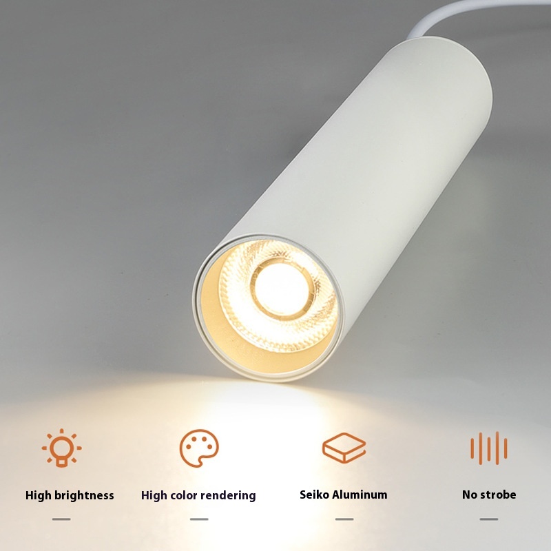 Petite Suspension LED Réglable à Tête Unique, Luminaire Droit, Idéal pour une Chambre à Coucher, une Réception, une Fenêtre ou un Restaurant, 7W