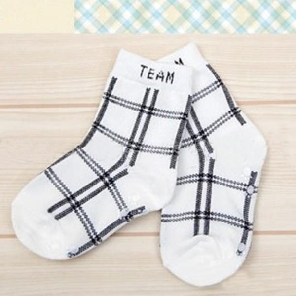 Fabriek Prijs! Baby Jongens Baby Katoenen Plaid Sokken antislip Kinderen Retro Sokken: WHITE