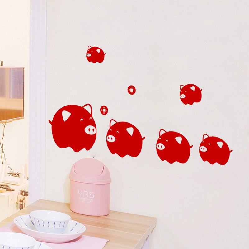 År rød gris wallsticker til stuen glasvindue dekoration til hjemmet kunst decals tapet dekoration klistermærker