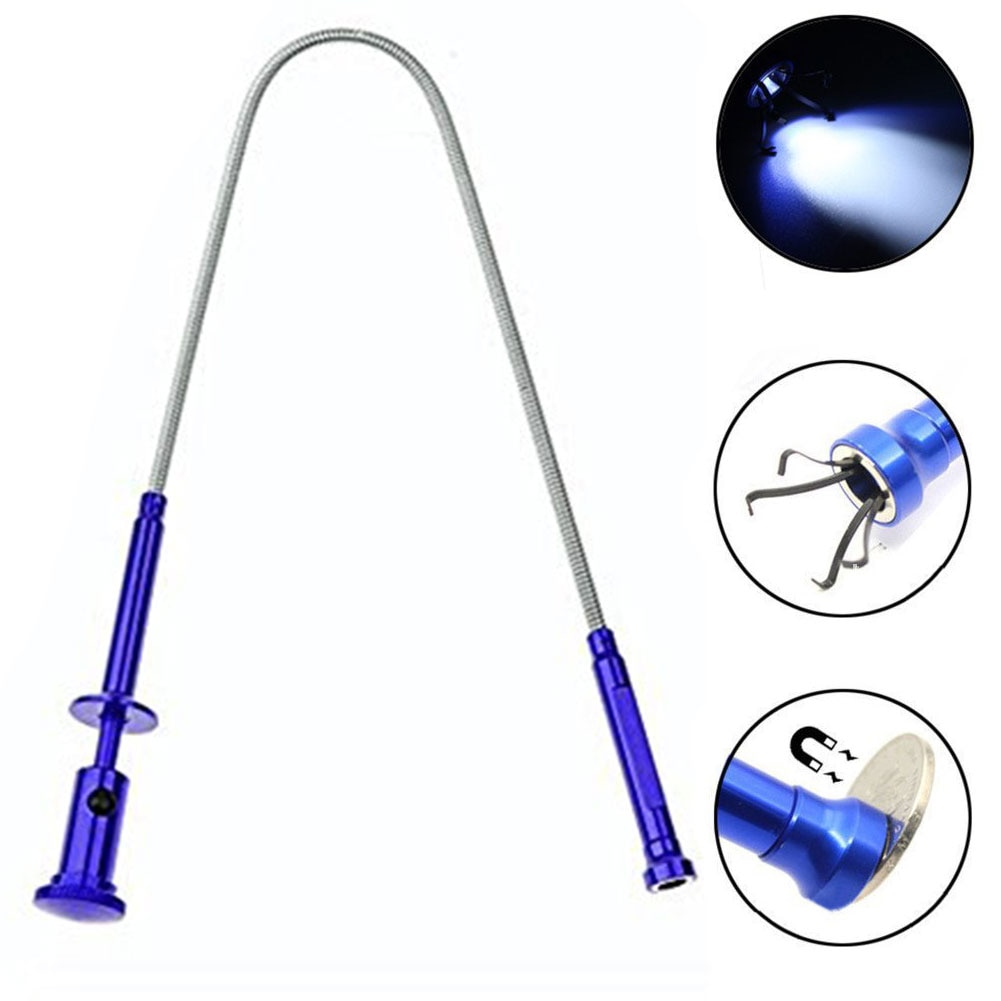 Sewer Cleaning Toilet Gadget Magnetic LED Light Stretchable Iron Flexible Spring Rod Home Gripping Claw Grapple
