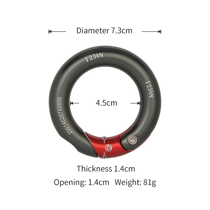 XINDA outdoor 23kN Openable Ring 7075 aluminium multi directional gated ring for climbing