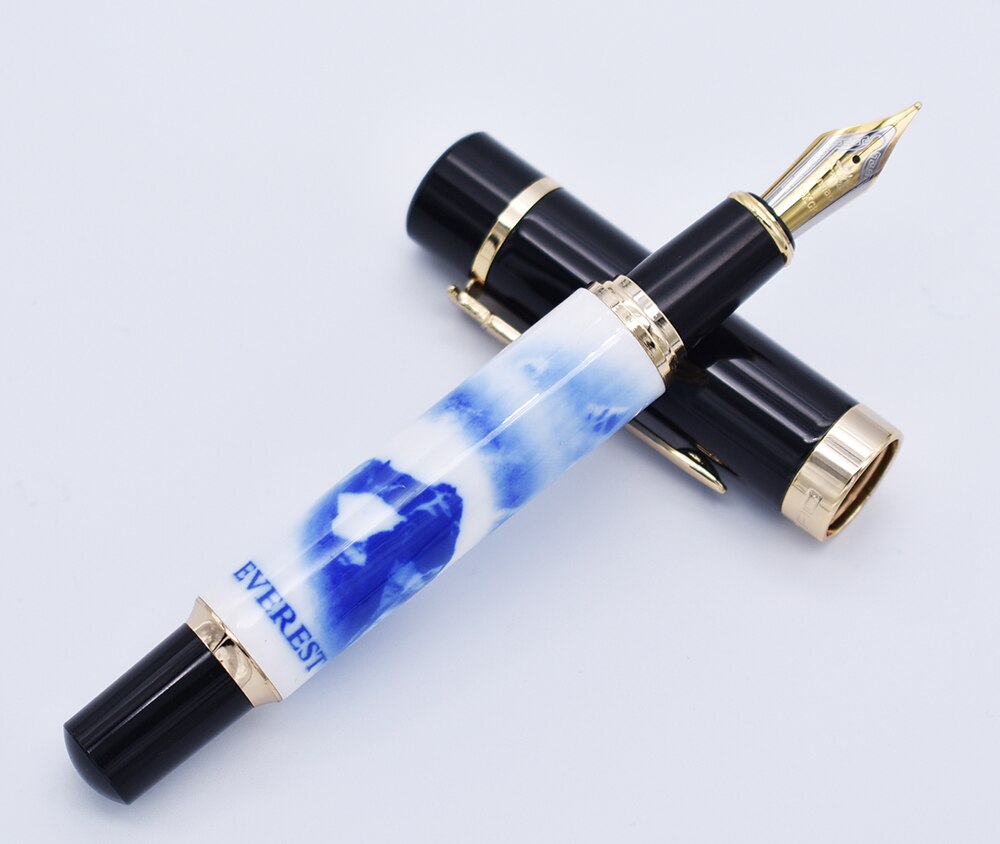 Jinhao Fountain Pen Mount Everest Painting Big Size Classical Medium Nib Writing Pen Business Office Home School Supplies