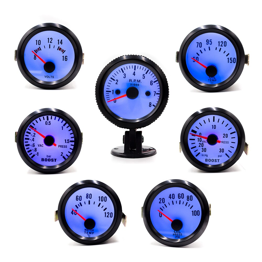 CNSPEED 2"52MM 12V Car Auto Tachometer Gauge 0-8000RPM Mechanical Speed Meter Blue LED with Gauge Pod Holder Car RPM YC100016