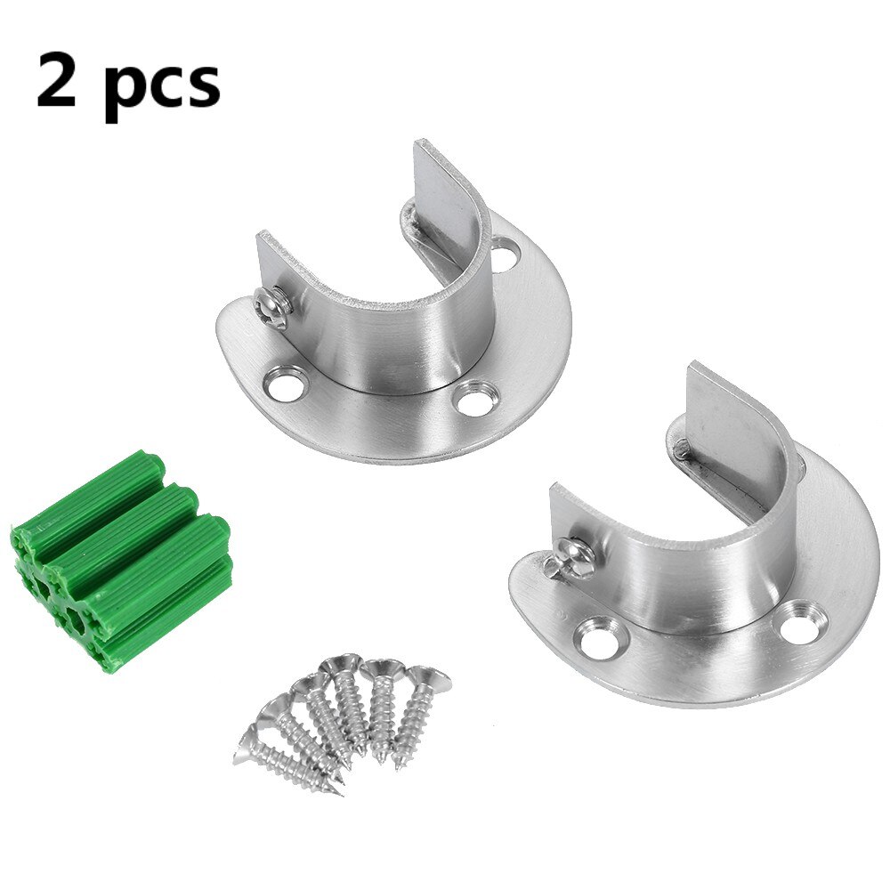 2pcs Closet Pole Sockets Set of 2pcs U-shape Rod Socket Flange Set Stainless Steel Rod Support U Shaped Closet Rod Holder
