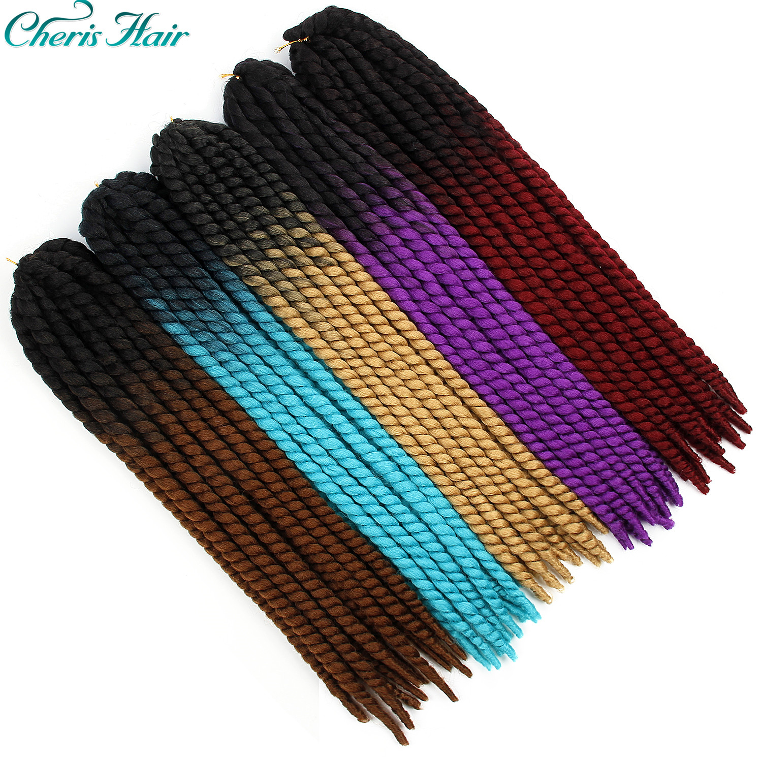 Tresses sénégalaises bouclées bouclées en Fiber synthétique, de grande taille, de couleur ombrée, tresses au Crochet, 22 pouces