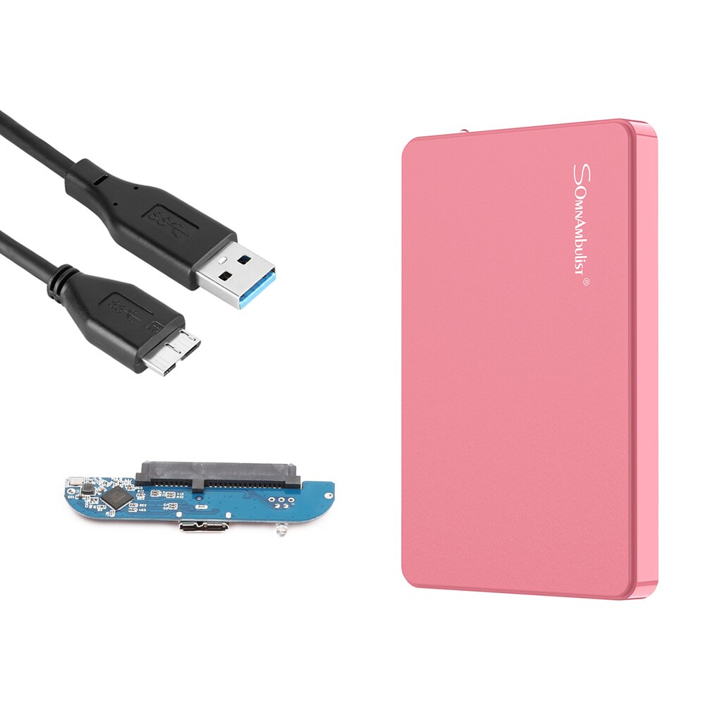 Abs Materiaal Draagbare Externe Harde Schijf Shell Usb 3.0 2.5 Inch Hdd Harde Schijf Opslag Apparaat Voor Laptop Desktop: Roze