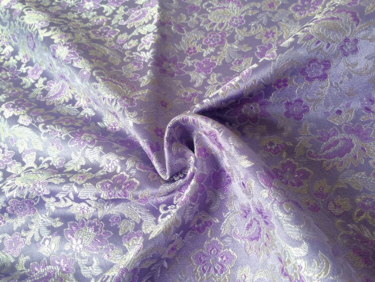 75*50 blomstret satin jacquard brokade stof kjole stoffer lys lilla