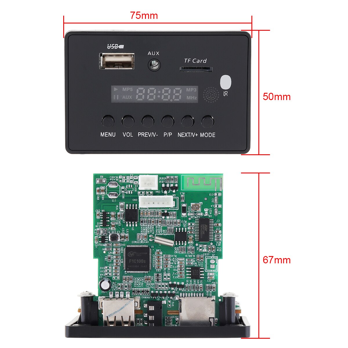 Vtf -0025bt 5v dts lossless bluetooth videoafspiller dekoder  mp3 player modul support usb tf aux fm radio til  mp3/mp4/mp5
