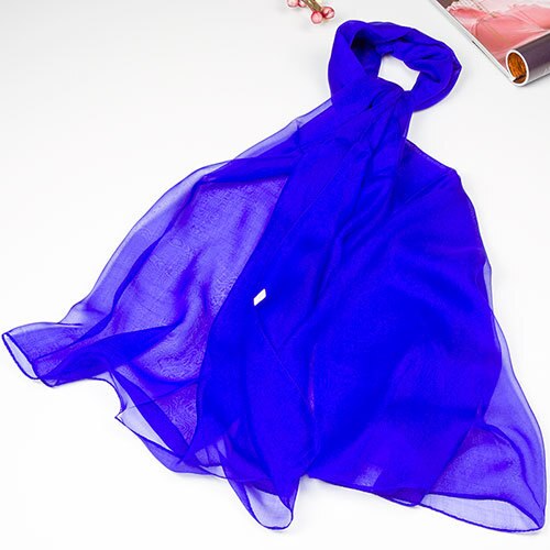 Ren silketørklæde kvinder tørklæde kvindelig silke sjal kvinders naturlig silke chiffon stor størrelse tørklæde ensfarvet lang wrap til kvinder: 18 kongeblå