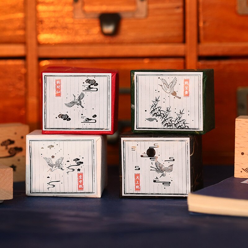 2 unids/set Vintage estilo chino grúa decoración sello madera goma sellos para álbum de recortes papelería DIY artesanía sello estándar