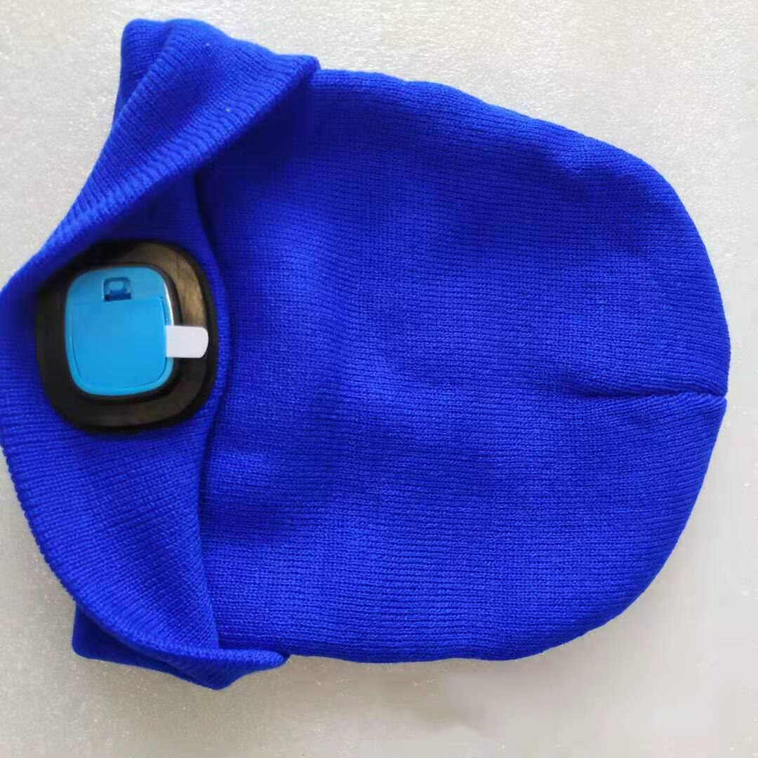 Outdoor Fietsen Wandelen Led Licht Gebreide Hoed Wollen Hoofd Lamp Hoed Herfst En Winter Nacht Vissen Hoed W / 3 versnellingen Knop Batterij