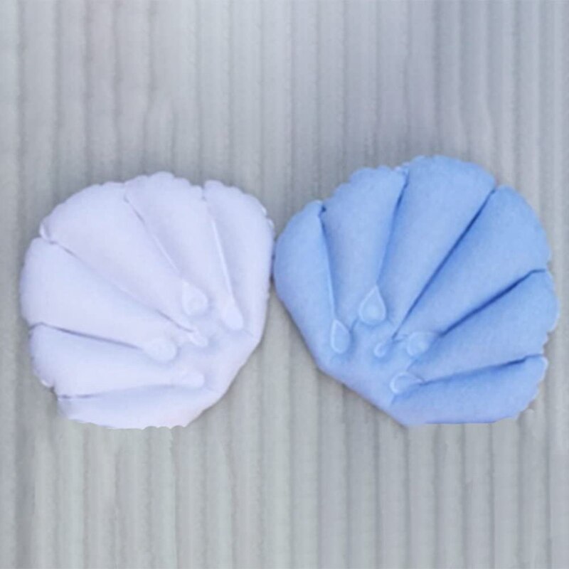 Opblaasbaar schelpvormig spakussen voor in de badkamer, zacht rug- en nekkussen voor in bad, in de kleur geel