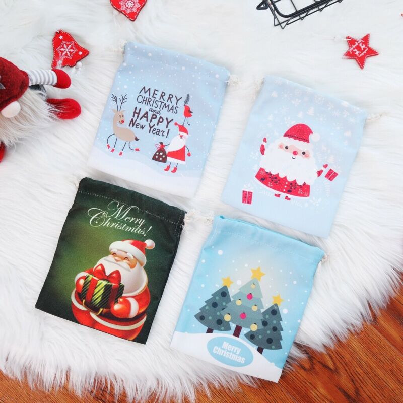 Christmas Candy Tassen Canvas Santa Trekkoord Zak Feestartikelen Xmas Decor