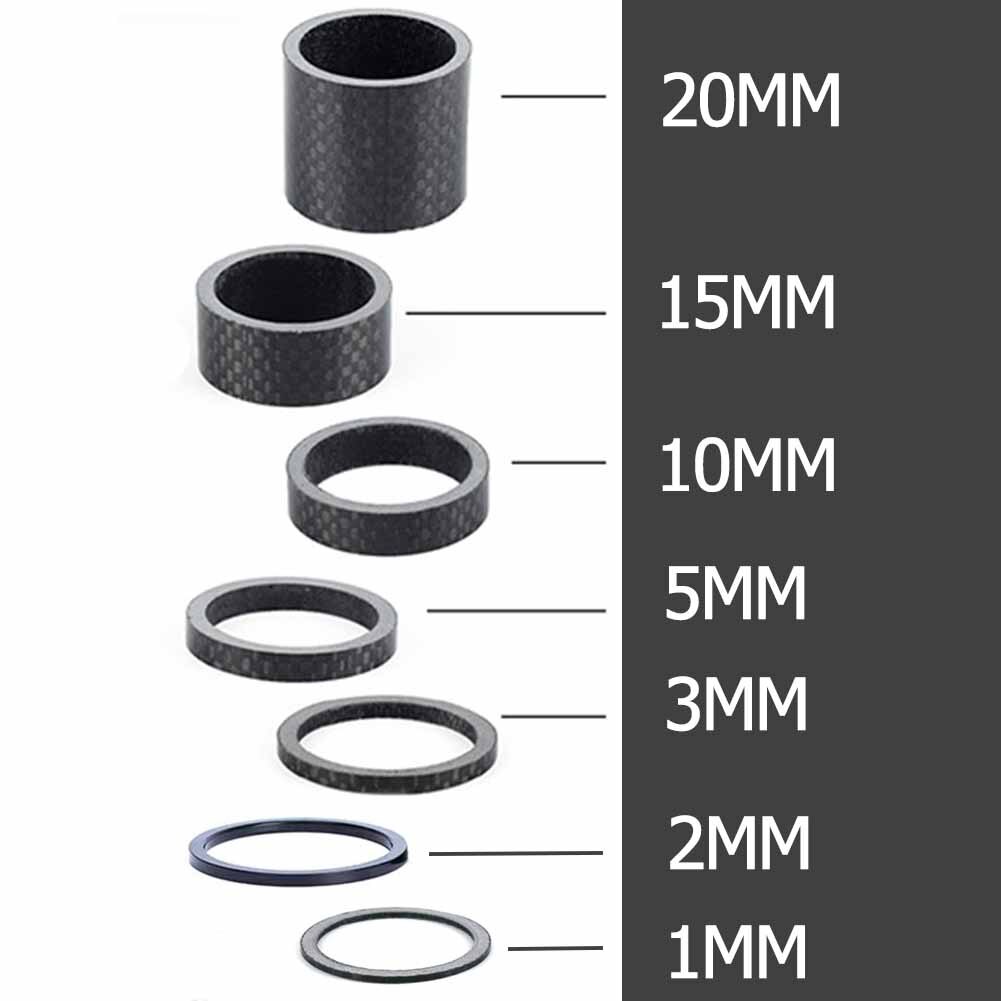Kit d&#39;espaceurs de vélo de route en carbone UD 1/8 &quot;, 11 pièces, tige de casque, 2/3/5/10/15/20mm