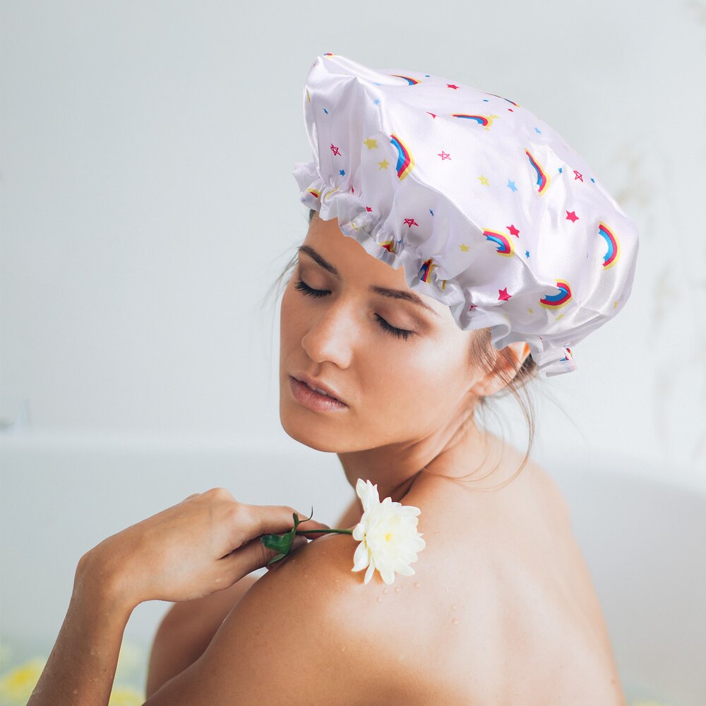 2 Stuks Geel Ananas Afdrukken Douche Cap Vrouw Badmuts Waterdichte Haar Beschermende Hoed Bad Caps Voor Dagelijks Gebruik