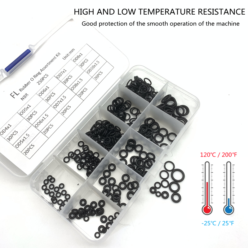 Multiple Sizes NBR O ring Set Seal Ring Oil Resistant And High Temperature Resistant Nitrile Rubber Ring O-Ring Repair box