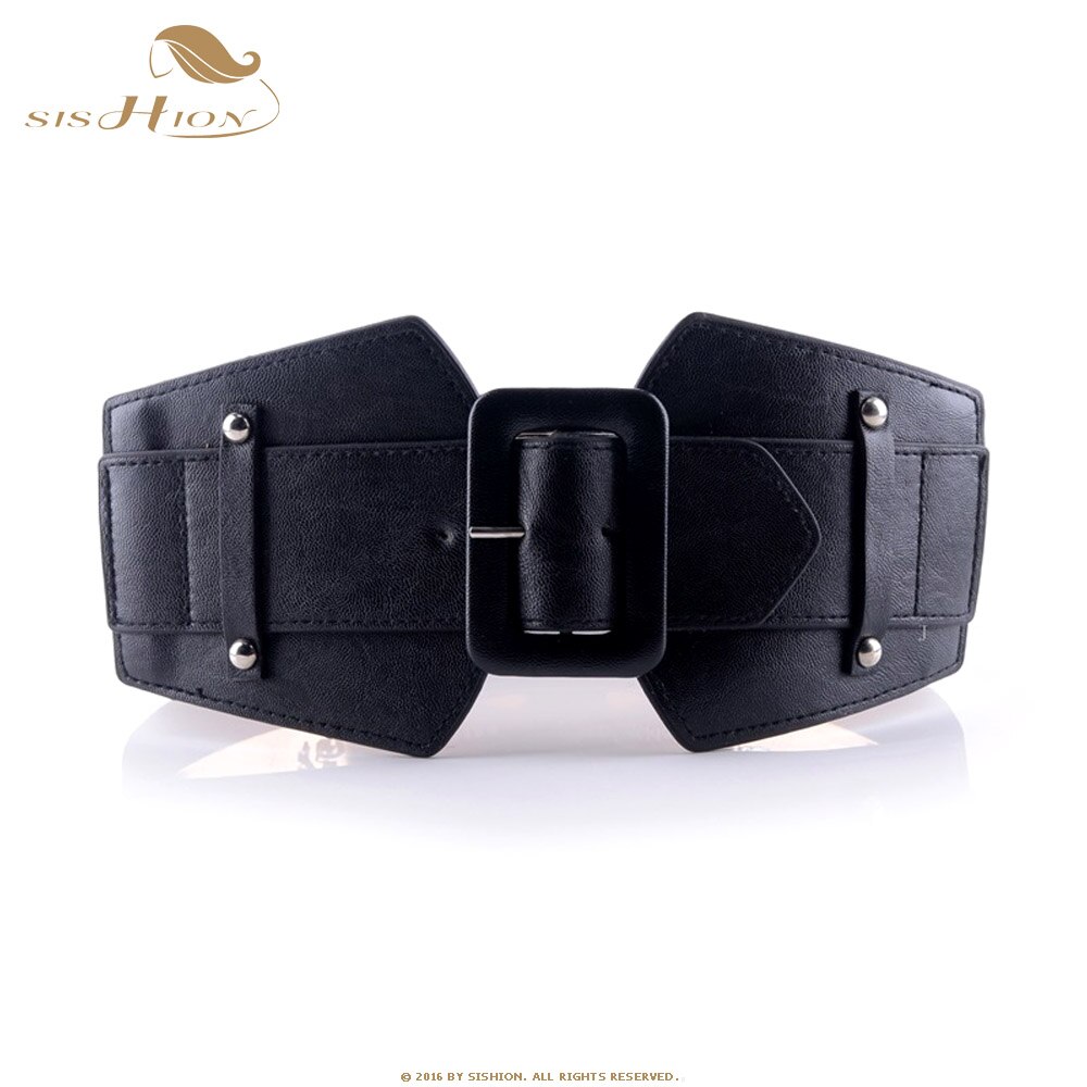 Cinturón ancho Vintage de para mujer, cinturones para elásticos de famosa de , cinturones para mujer de traje rojo Camel negro VB0007: Black