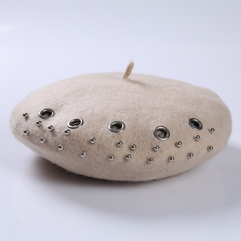 Baretti hattu naisten villa yksivärinen baskeri retro hattu retro tavallinen baretti hattu lämmin hattu naisten talvihattu: 04