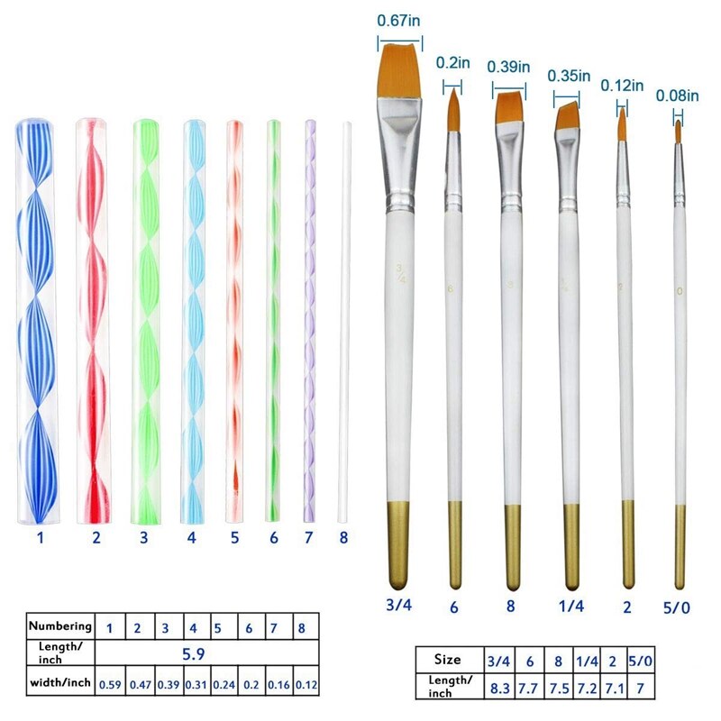 20 Pcs Mandala Rock Dotting Tools Nail Art Painting Tools Set For Art Crafts - 8 X Acrylic Rods, 5 X Double Sided Dotting Pens