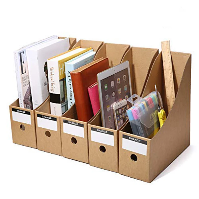 Magazine File Holder Organizer Box,Drawer Kraft Paper File Holder Office Supplies Desk Storage Organizer Documents File Box