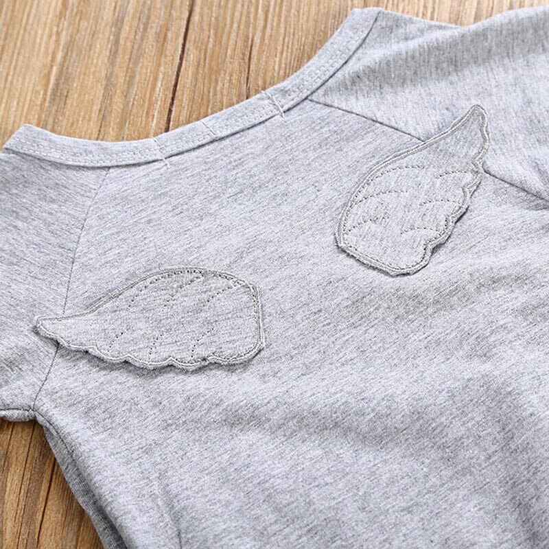 0-24M Newborn Infant Baby Boy Girl Clothes Solid Color Back Wing Little Angel Romper Jumpsuit Playsuit Clothing