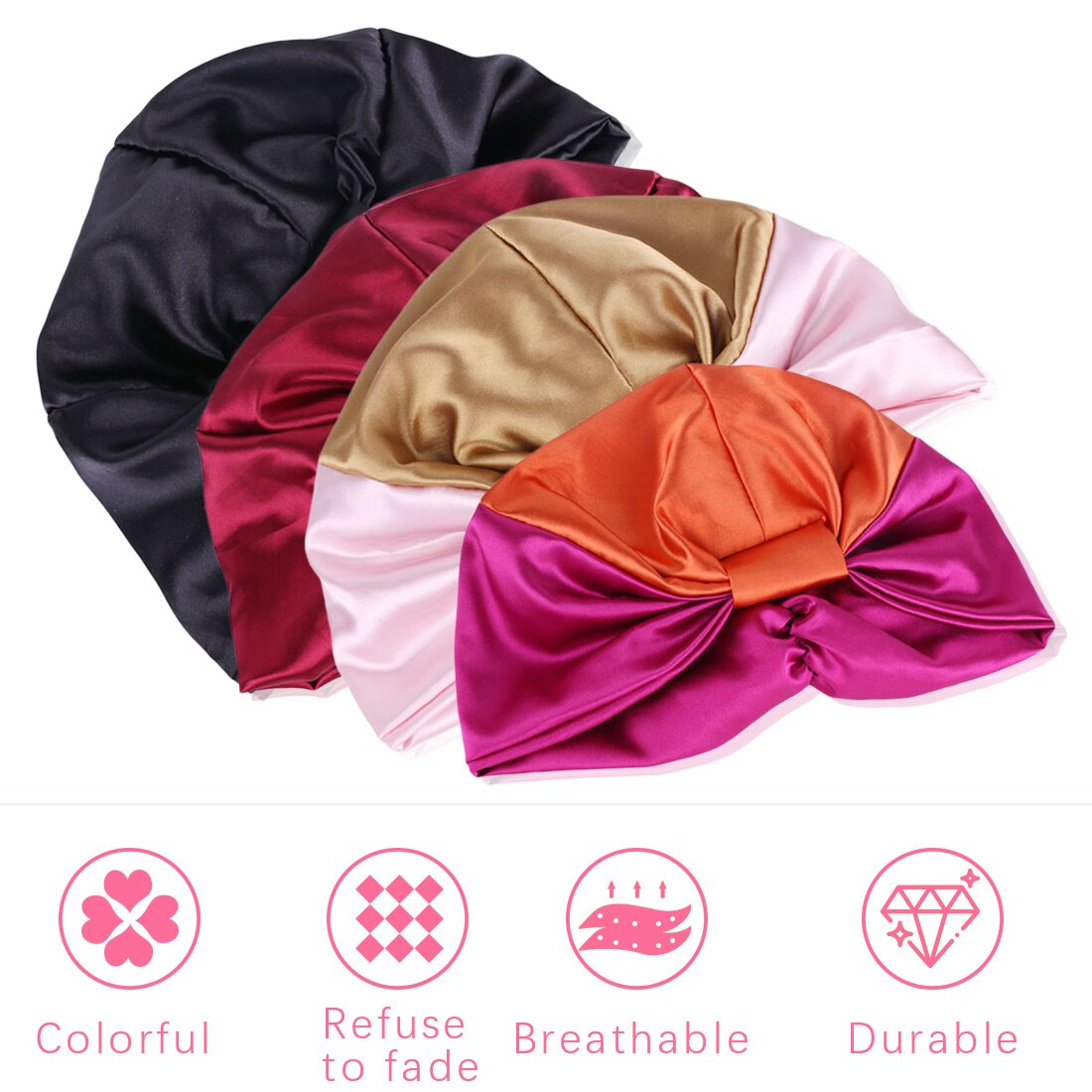 6 kleuren satijnen slaapmuts voor dames, salon, nachtmuts, haarverzorgingsmuts, slaapmuts voor dames, badmuts, wikkelmuts