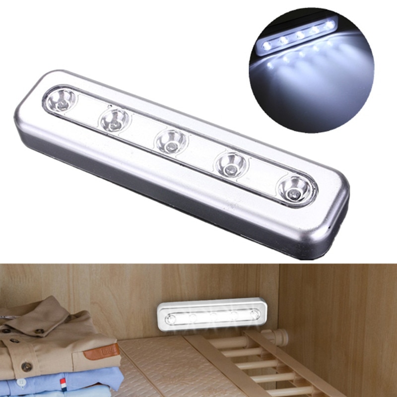 5 LED Wireless Cabinet Light LED With Adhesive Sticker Battery Powered Lamp Closet Wardrobe Stair Kitchen Bedroom Drawer Light