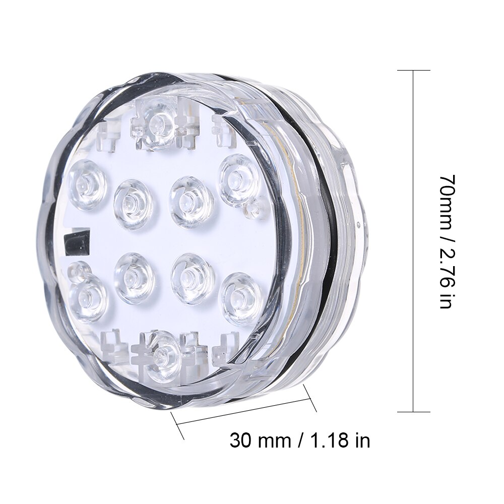 Battery Operated 10leds RGB Led Submersible Light Underwater Night Lamp Garden Swimming Pool Light for Wedding Party Vase Bowl