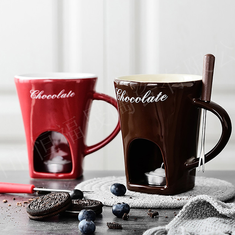 Fondue Mug Set Personal Mini Fondue Pots Chocolate Cheese Ice Cream Fondue Maker Kit Individual Butter Melter Cup Small Warmer
