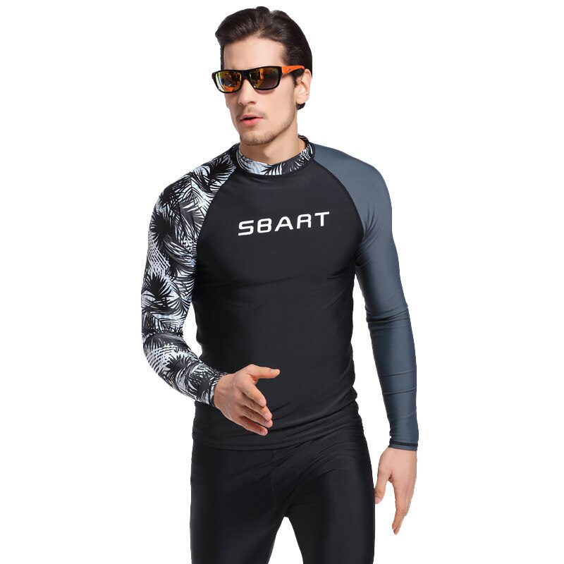 SBART nuovi maniche lunghe costumi da bagno rashguard surf abbigliamento si adatta alle immersioni camicia vestito di nuotata pesca subacquea kitesurf uomini rash guard: Black / XXXL